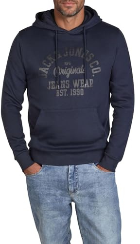 JACK & JONES JJEADRIAN Sweat pour homme, à capuche, coupe droite, noir, gris, vert, marron, beige, bleu, tailles S, M, L, XL, XXL, 3XL, Blazer bleu marine., XXL