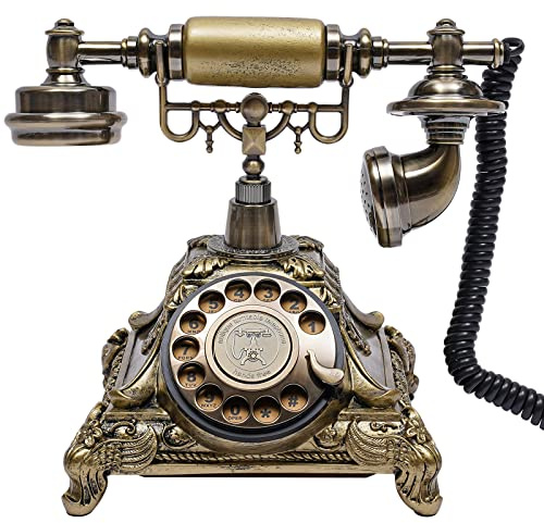 Telefon retro hemtelefon vintage antik, telefon med uppringning, fast nät bord retro telefon för kontor, café, bar, sovrum, dekoration