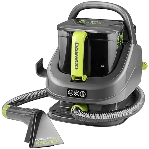 Daewoo Hurricane CAT 2 Aquastream Spot Washer – 3 Mode Steam, Hot & Cold Water Upholstery & Carpet Cleaner with Multitool, Self-Cleaning Hose & Dual Tank System, 1400ml Capacity