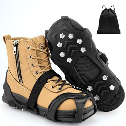 Punte antiscivolo per scarpe invernali – artigli per scarpe con 11 punte in acciaio inox, copriscarpe antiscivolo per neve, ghiaccio, trekking, attività all'aria aperta