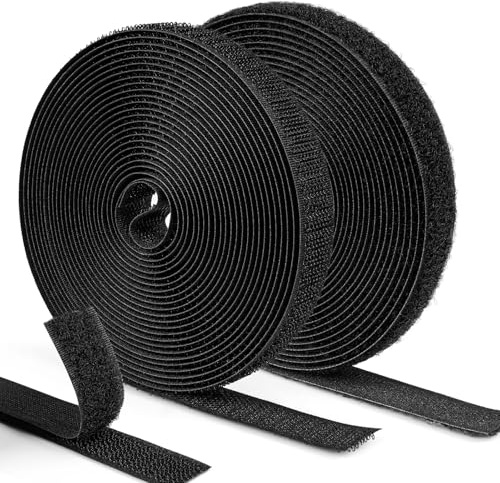 Kardborreband för sömnad, set 16 mm x 5 m – kardborreband för sömnad (krokband och fluffband) – robust kardborrband brett, inte självhäftande för textilier och gör-det-själv – starkt grepp – svart