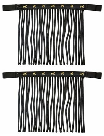 Mosche frange per cavalli, maschera per mosche con frange e , per shetty, pony, cob, sangue caldo, Kb (nero, sangue caldo (Full))