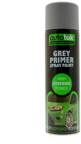 Autotek Professional High Covering Power Spray Paint, Grey Primer, 500 ml