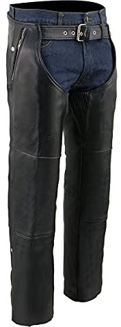 Milwaukee Leather Chaps ML1191-2XS Herren Motorradchap, Leder, Thermofutter, Vier Taschen, Schwarz