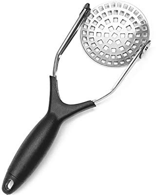Clever Monster Stainless Steel Potato Masher - Heavy Duty with Garlic Press, Cooking and Kitchen Gadget - Convenient for Making Mashed Potatoes, Vegetables and Fruits