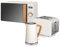 Swan Nordic Frühstücksset Wasserkocher 1,7 l, 2200 W, Brot-Toaster mit Breitschlitz, 2 Scheiben, Mikrowelle 20 l, Digital, Modernes Design, Holzeffekt, Weiß