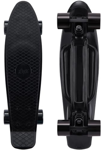 KMX Skateboard 22 Pollici, Mini Cruiser Classico per Principianti ed Esperti, Penny Board per Ragazzi, Bambini, Adolescenti e Adulti (Nero)