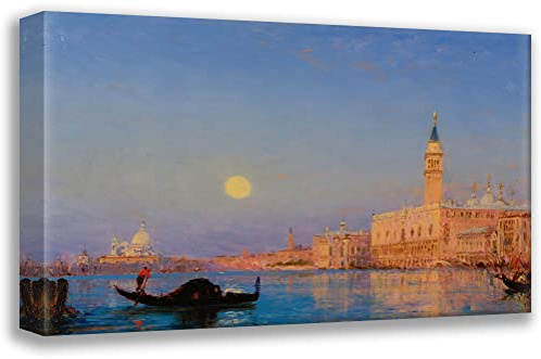 ArtDirect Félix Ziem 24x16 Gallery Wrapped Canvas Museum Art Print Titled: Gondola in Front of the Large Basin, Venice
