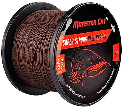 Tandem Baits Tresse De Peche Fil pour Moulinet Super Strong Braids 250 m 60 kg 132 Ib Monster Cat