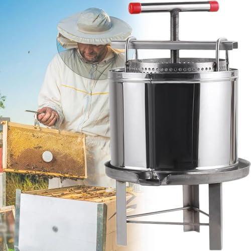 DPQYJPP Extracteur Manuel de Presse à Miel,Extracteur Électrique De Miel en Acier Inoxydable pour Abeille Domestique,Presse à Cire pour Agriculture,Outil d'apiculture
