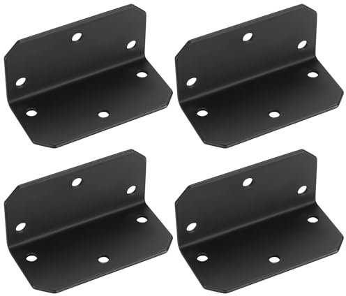 4 Stk Winkelverbinder, 100 x 100 x 50 mm Eckwinkel Metallwinkel 90 Grad Lochwinkel, Schwerlast Winkel, Bauwinkel, Holzverbinder, Lochplattenwinkel, Möbelverbinder Montagewinkel,schwarz