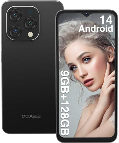 DOOGEE N55 (9GB+128GB) Android 14 Smartphone Ohne Vertrag, 6,56 HD+ 90Hz IPS Octa Core Handy Ohne Vertrag, 5150mAh-Akuu Handys, 13MP+8MP, Dual 4G SIM Simlockfreie Handys/5G WiFi/Face ID/Widevine L1