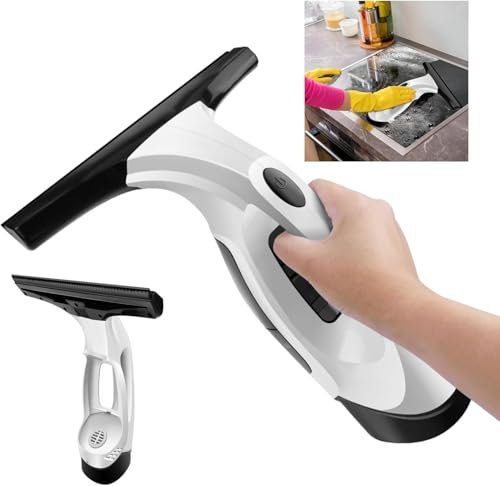 HSHa 3 en 1 Ventana Aspiradora de Mano Inalámbrica para Ventanas, Espejos, Duchas, 28 cm de Goma y Depósito de Agua de 150 ml Recargable Espejo Limpiador de Cristal