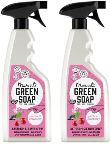 Marcel's Green Soap - Badreiniger Spray Patchouli & Cranberry - Entfettungsspray - Frei von Plastik und Palmöl - 100% umweltfreundlich - 100% vegan - 97% biologisch abbaubar - 500ml (Packung mit 2)