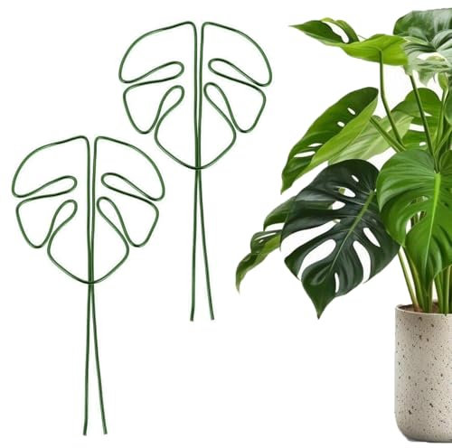 Monstera Tuteur en Aluminium avec Design Unique de Feuille pour Plantes d'intérieur, Support de Tige Polyvalent (Vert)