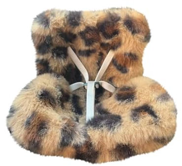 Generisch Puppen-Autositz mit weichem Plüschkissen,1 Stück Dolls Car Seat Fahrzeug-Deko-Tool mit verstellbarem Dreipunktgurt,Lüftungsclip und Tischständer,für Fans und Anime-Sammler (Leopardenmuster)