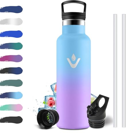 Botella Termica Niños 500ml, Cantimplora Termica con Pajita y Filtro, Aislamiento al Vacío de Doble Pared, Sin BPA, Reutilizable, a Prueba de Fugas, Termo para Niños, Deporte, Gimnasio, Escuela
