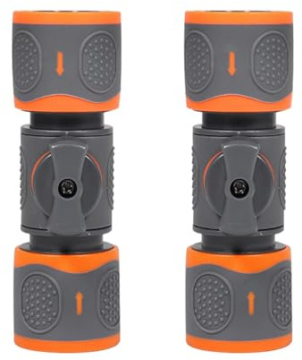 2 x accoppiamento con valvola di regolazione, tubo da giardino, connettore per tubo da giardino, connettore rapido con valvola di intercettazione per irrigazione e pulizia efficienti