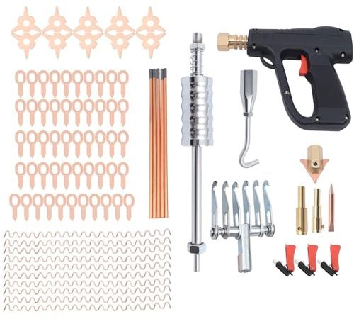 Kit de extractor de abolladuras, 86 herramientas de reparación de paneles de carrocería, dispositivo de soldadura por puntos con martillo y garra cóncava de 6 dedos, juego de eliminación de