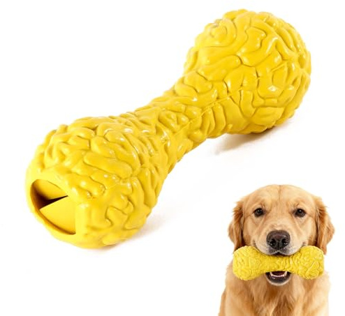 FSZMMJJ Indestructible Interactive Medium-Sized Dog Chew Toy, Dumbbell Shape Rolling Dog Therapy Slow Feeder, Natural Rubber Durable Puzzle Pet Toy, Used to Improve Intelligence and Reduce Boredom