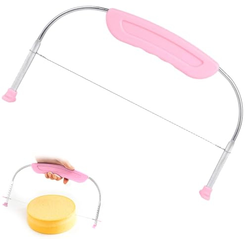 Maylatte Cortador de tartas, 28 cm, acero inoxidable, sierra para tartas ajustable en altura con alambre de corte, cortador profesional para tartas para suelos uniformes