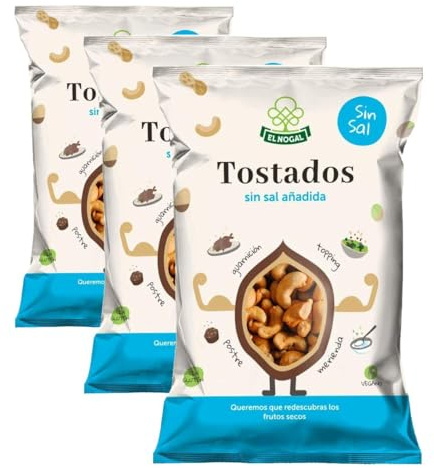 EL NOGAL Frutos Secos Anacardo Tostado Sin Sal Bolsa, 100 G (Paquete de 3)