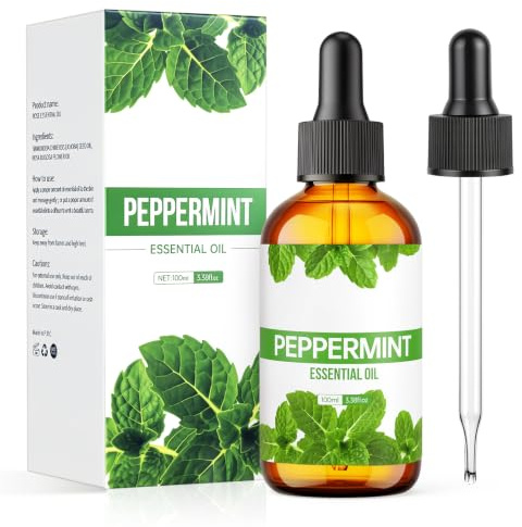AOOSA Eteriska oljor Pepparmynta, 100 ml naturliga eteriska oljor | Fräsch ren doftolja för luftfuktare diffusor för hemlagad tillverkning av badpumpar, tvål och ljus