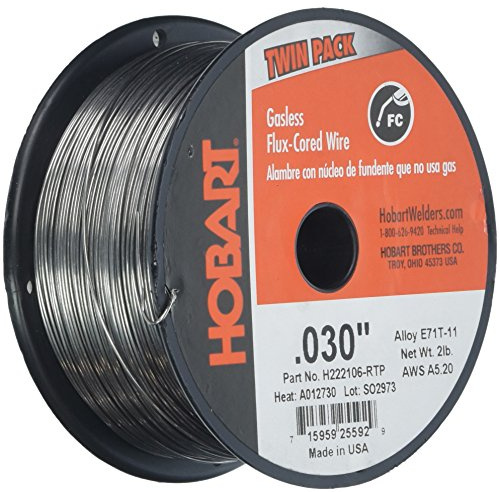 Hobart H222106-RTP 0.030-Inch Gasless Flux-Cored Wire, 2 Pound (Twin Pack)