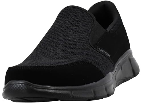 Skechers Men's Equaliser Persistent Low-Top Sneakers, Black Mesh/ Duraleather/ Trim, 9.5 UK