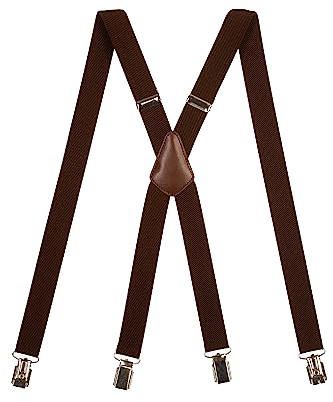 Olata Unisex Skinny Style helt justerbar X-formklämma på hängslen, 2,5 cm - Brun