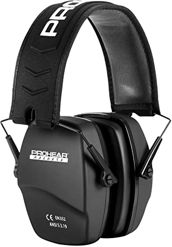 PROHEAR 016 Casque Anti Bruit Passif Coussinets d'oreille Remplaçable, SNR 28dB Réducteur de Bruit avec Sac Transport,Protection Auditive pour Tir/Autisme/Feux d'artifice/Concerts (Noir)