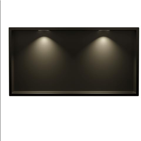 Neodrain Shower Niche with Non-Dimmable LED Downlight,Built-in Recessed Wall Niche Cubby for Bathroom Storage,No Tile Needed Waterproof Stainless Steel Wall Niche(24 X 12 Black)