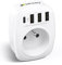 LENCENT Prise Secteur Multiple, Chargeur Multiprises avec 1 Sortie AC, 1 USB C et 3 Ports USB, Murale Electrique Compatible avec iPhone/iPad, Idéal pour Chambre Bureau Domicile 4000W
