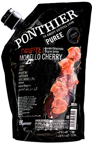 Food-United KIRSCHEN PÜREE Sauerkirschen-Früchte-Püree von Ponthier 1KG Frucht-Smoothie-Bowl-Sorbet-Wasser-Cocktail-Schorle-Saft mit ausgewählten Früchten höchster Qualität