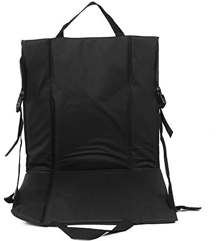 Tomotato Sedia da Spiaggia Cuscino Pieghevole Nera Sedia da Campeggio Cuscino per Sedile da Stadio Leggero Portatile con Schienale per Stadi di Festival all'Aperto