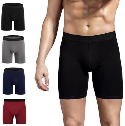ZLYC Calzoncillos Tipo bóxer de algodón para Hombre de Pierna Larga, Paquete de 3/4