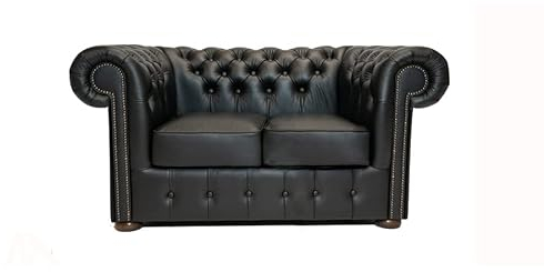 Chesterfield Sofa Class - The Chesterfield Brand | 2 Sitzer Sofa | 100% Leder, handgefertigt, Original Chesterfield | Breite 150 cm | Shiny Schwarz