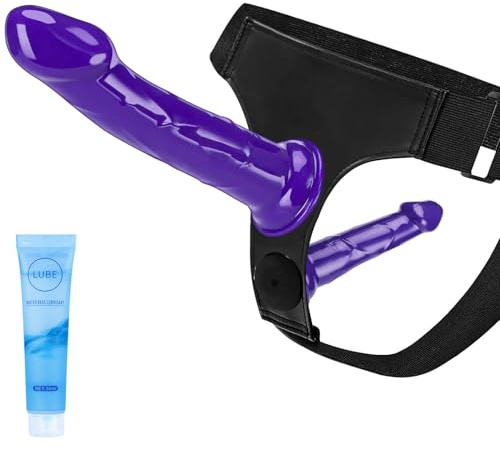 Strap On Dildo Wearable Kit - Realistic Penis with 2 Removeable Dildo,Anal Plug Sex Toys for Female Masturbation SM Adult Sex Toys for Women, Couples, and Lesbian Play - Purple Two Packs
