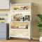 COVAODQ Kitchen Storage Cabinet,Kitchen Baker's Rack,Coffee Bar Station Cabinet with Flip Door Cabinet,for Garage Pantry Home Kitchen (white)