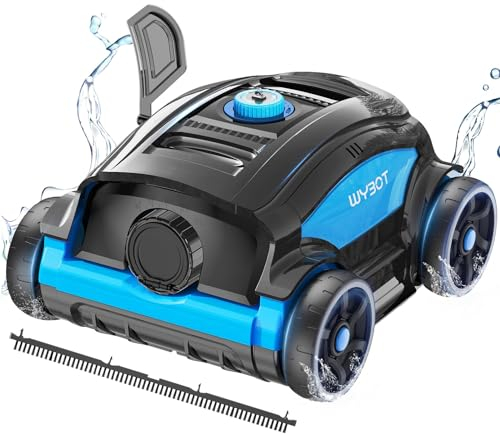 WYBOT Robot Piscina Fuori Terra, 130 Minuti Massimo 100 m²Aspiratore Piscina Fuori Terra Aspirapolvere Piscina con 2-Motori, Spazzola Grande, Angolo di Pulizia Regolabile Pulitore Piscina