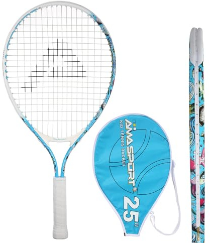 AMA SPORT - AT-X-Blue25-306C - Raquette de Tennis Junior Bleu Océan 25 Pouces - pour Enfant 9 à 12 Ans - Apprentissage Débutant - Légère et Durable
