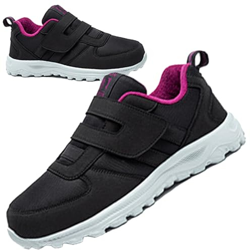 AEHO Scarpe per diabetici Scarpe Uomo Donna a Strappo Ginnastica Tennis Fitness Camminata Larghe per Diabetici in Memory Foam Scarpe Uomo Ortopediche,Women Black,35/225mm