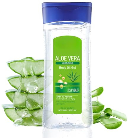 Moisture Aloe Vera Oil Gel- Body Oils Gel Care - 100% Aloe Vera Extract Moisturiser for Dry Skin - Calm Skin Body Oil for Skin Cooling, Soothing, Refreshing - Vegan Cruelty-free