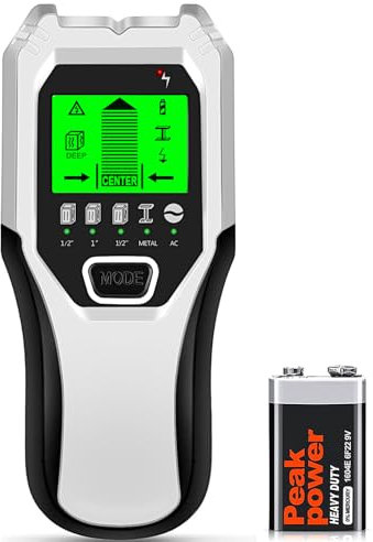 FOLAI Leitungssucher Ortungsgerät 5 in 1 Wandscanner-Detektor Multifunktionaler Bolzendetektor mit LCD Anzeige akustischem Alarm zum Auffinden von Stromleitungen, Holzbalken, Metallrohren