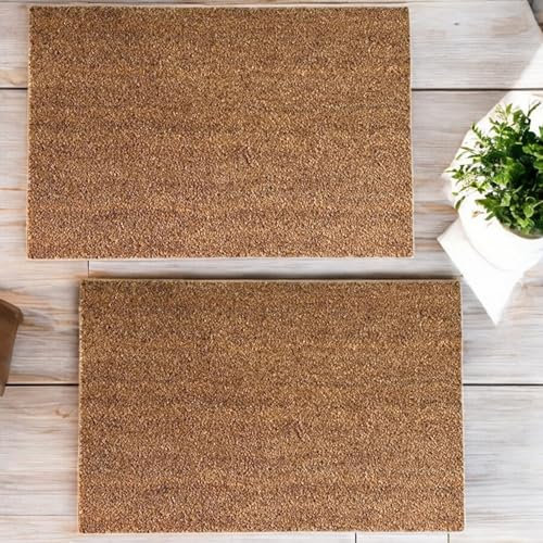 Pro Home Door Mat 40x60cm – Non-Slip Coco Coir Door Mats with Latex Backing – Heavy Duty Door Mats Outdoor for Mud, Dirt and Moisture Protection in Garden, Patio, Garage or Entryway (Pack of 2)