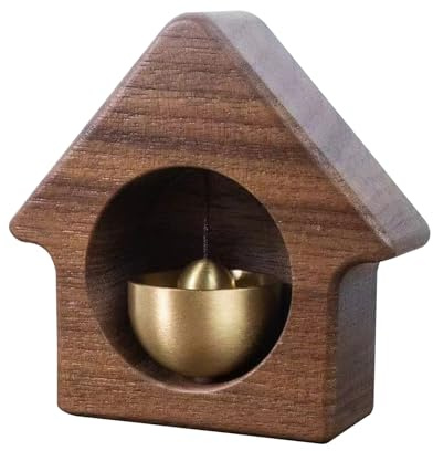 Timbre de puerta, timbre de puerta de entrada - Campana de comerciante de madera magnética con campana de latón - Campanas de viento japonesas hechas a mano, adorno de puerta adjunto para tienda y hog