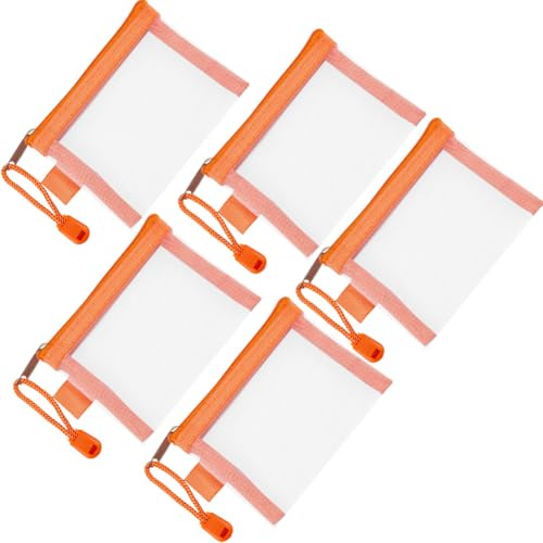 SOFPLATE 5 Mini Pochette Zippée en Maille de Nylon de 3 x 4.5cm Trousse à Maquillage Trousse à Crayons Organiseur de Toilette Porte Clés Porte Cartes pour Voyage Maison Bureau Rouge à Lèvres Pinceaux
