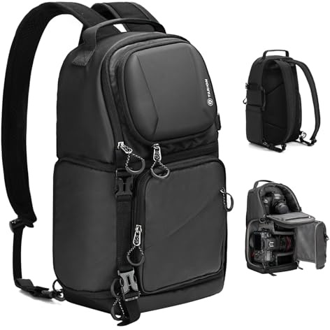 TARION Sac Bandoulière Appareil Photo: 2-en-1 Sac à Dos et Sac à Bandoulière Convertible 9L Accès Latéral Housse Pluie Étanche pour Photographie Voyage DSLR SLR TR-S