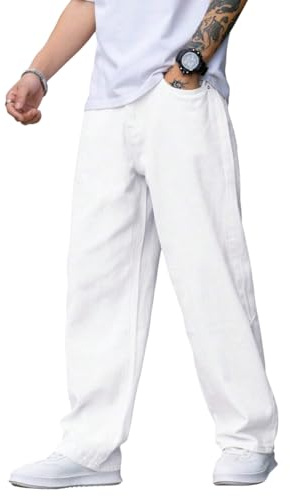 TAGAS Jeans da uomo in denim vestibilità rilassata | Jeans larghi da uomo | Pantaloni jeans larghi da uomo | MDJ-22, Crema, 42