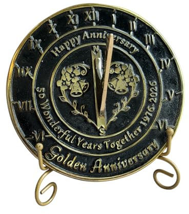 NauticalMart Anniversary Sundial Gift for 50th Golden Wedding Anniversary in 2026 Metal Home Decor Or Garden Present Idea - Handmade for Him, Her Parents Or Couples 50 Year Celebration